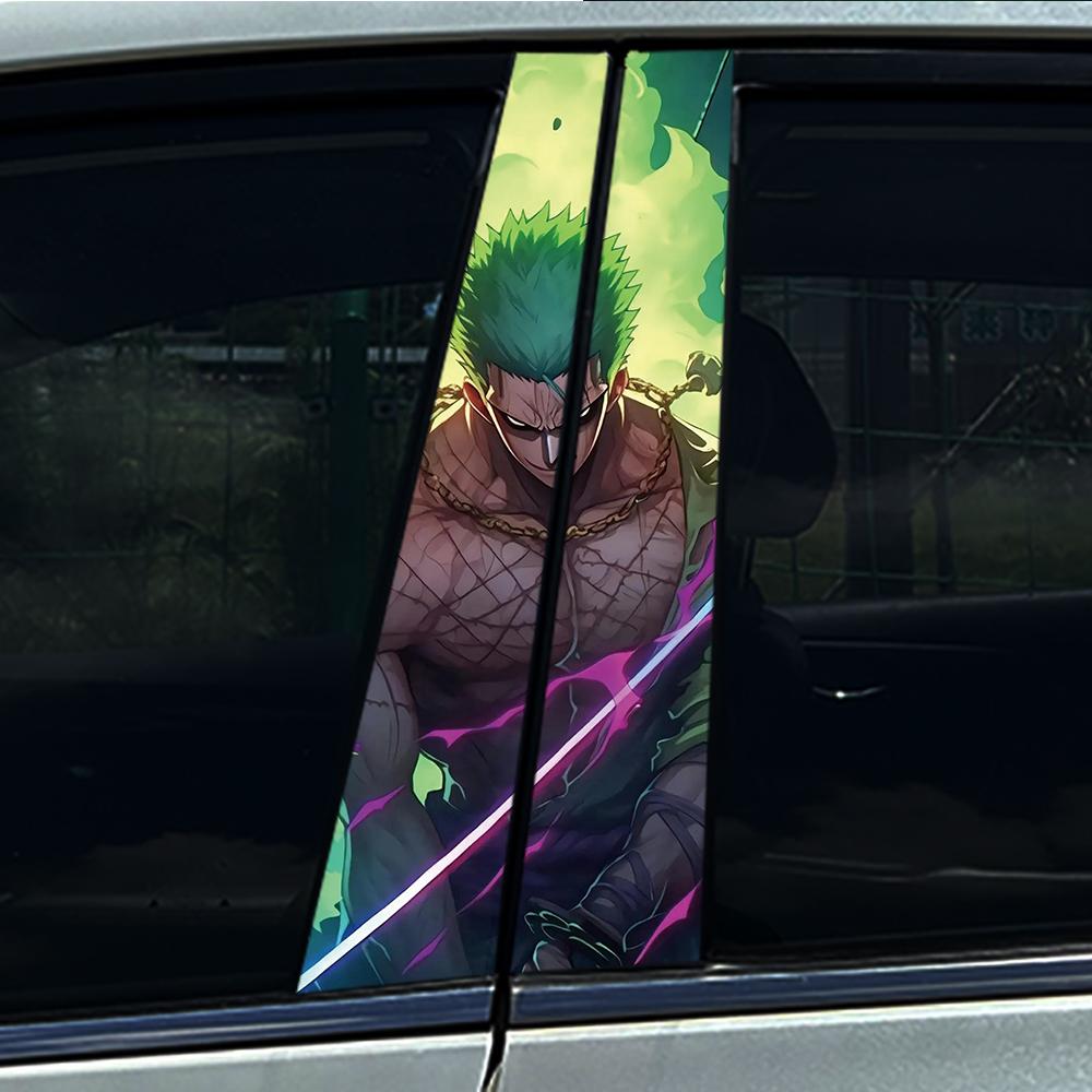 1/2pcs Handsome Cool Anime Boy Car Center Pillar Sticker B Pillar Protective Film Decoration