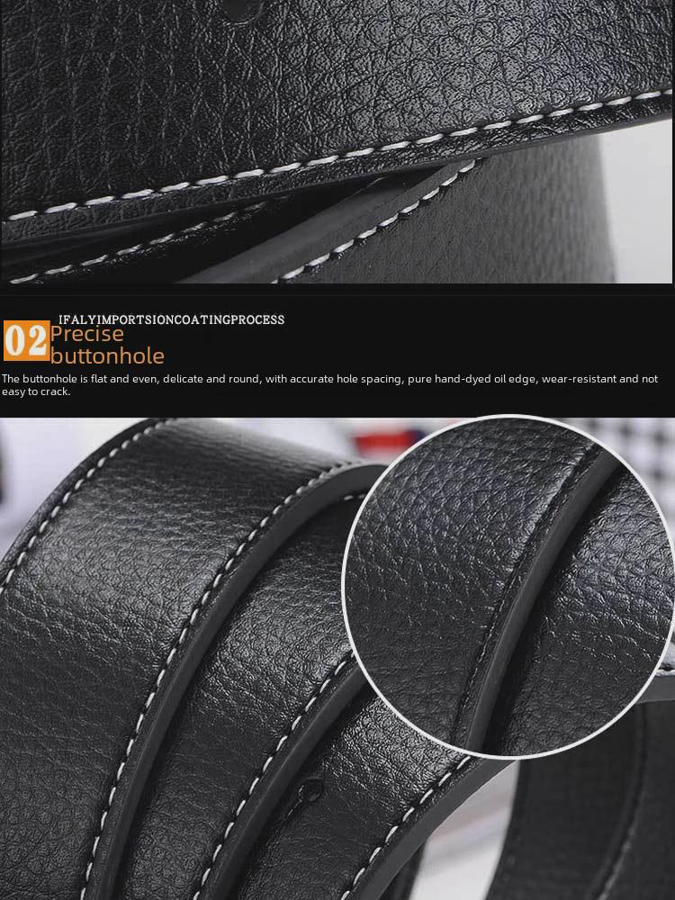 Men's Korean Style Genuine Leather Belt with Smooth V Buckle
