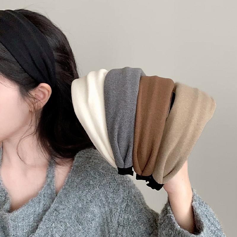 Vintage Solid Soft Hairband For Women Girls Sweet Headband Simple Hair Hoop Temperament Hair Band Hair Accessories
