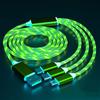Glowing LED 3 IN 1 Cable For Samsung Xiaomi iPhone Flowing Streamer Light Fast Charger USB C Cord Luminous Type C Cable