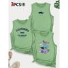 California Feather Shark Combination Gift Print Pattern Crew Neck3Pack of sleeveless vests for women in spring, summer, and autumn