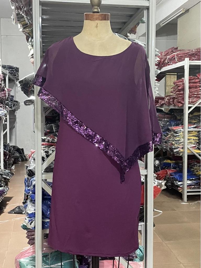 2024 Irregular Sequin Patchwork Plus Size Women's Dress - 8 Colors & Sizes Available