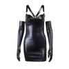 New Gothic Leather Cat Outfit Sexy Short Skirt Leather Skirt Girl Tube Top Strap Tight Dress Suit Club Party Costume