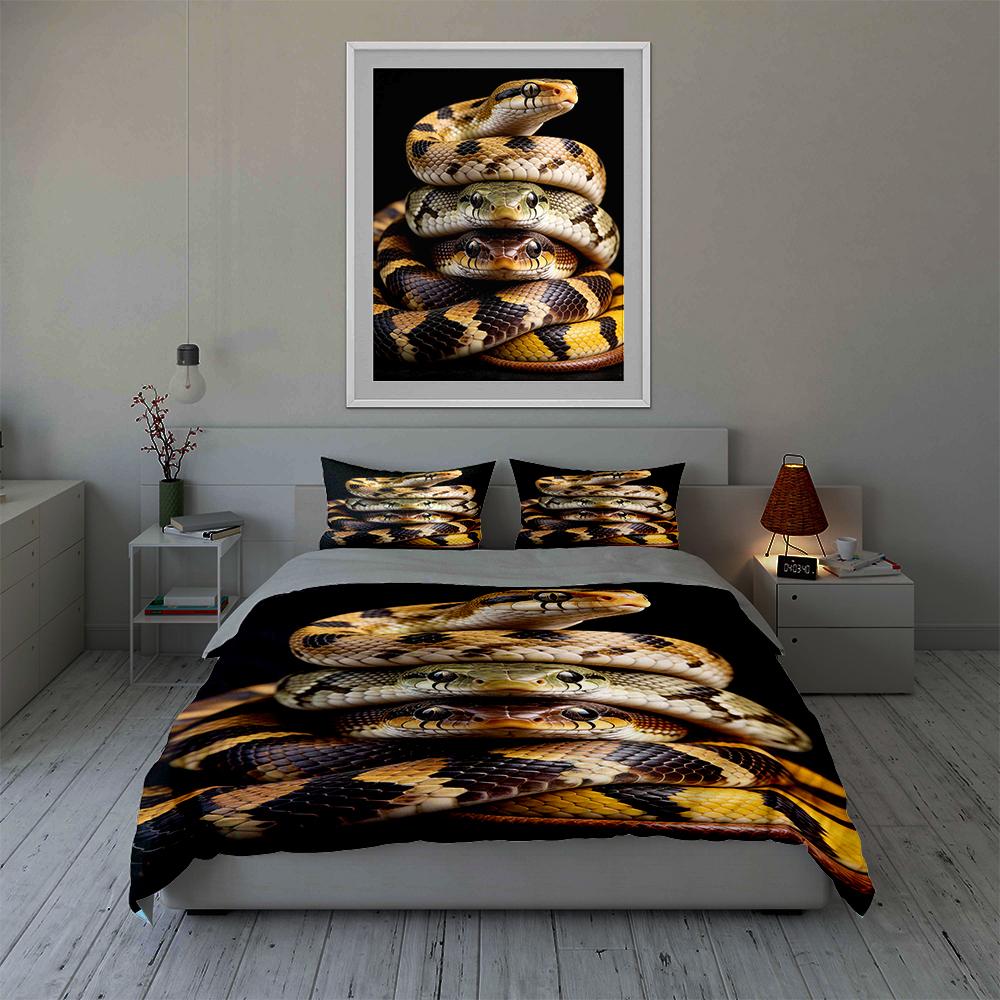 Coiled, snake, realistic. Bedding Duvet cover sets Duvet covers Pillowcases gifts (1 * Duvet Cover 2 * Pillowcases, without duvet insert)