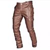 Casual Men's Leather Pants With Adjustable Straps Stylish Comfortable Fit Perfect For Everyday Wear Fashionable Leather Trousers For Men