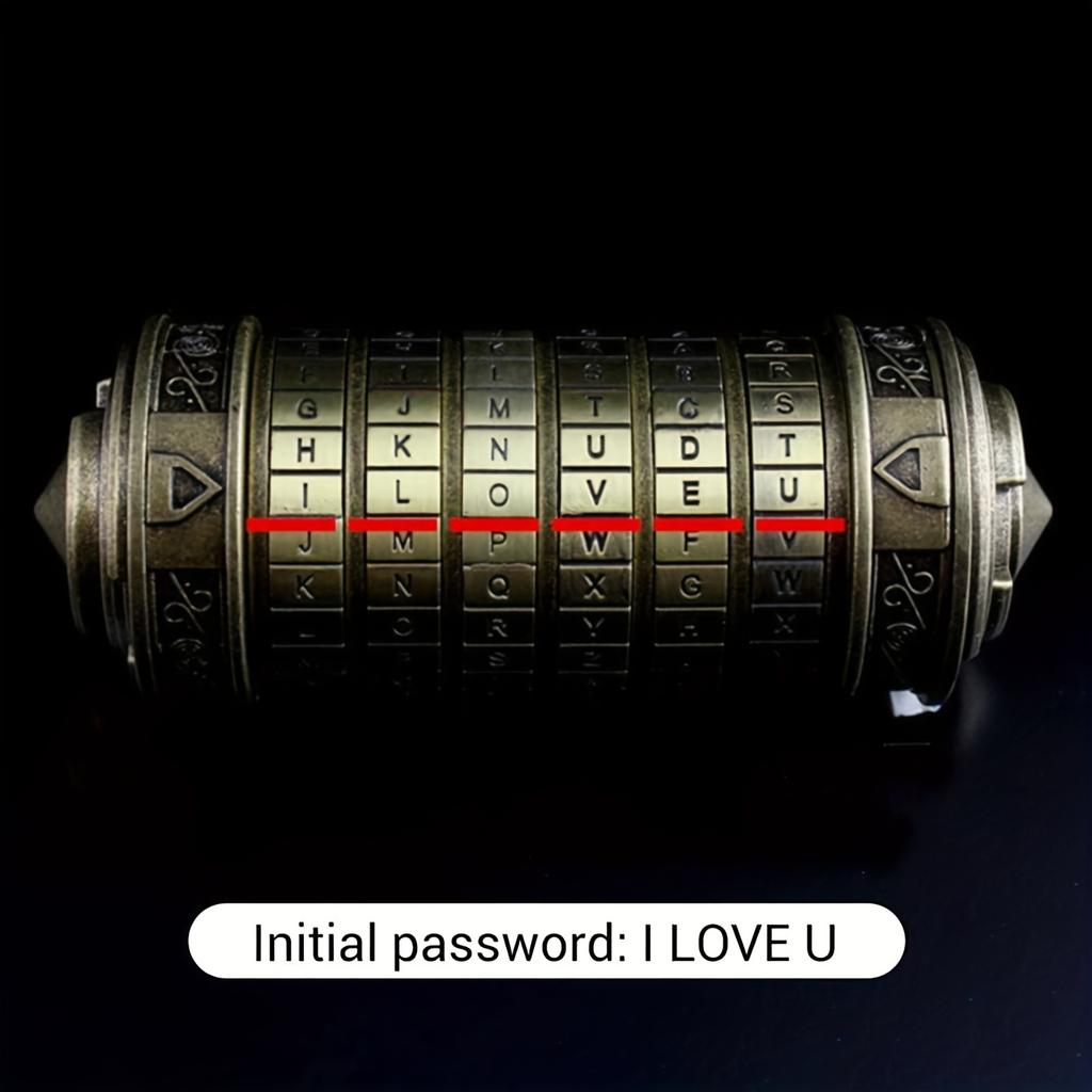 Vintage Golden Retro Cylinder Lock Box with Combination Dial, Secure Jewelry, Ring Storage, Ideal for Wedding Bands Keys,