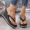 Fashion Summer New Fashion Women's Rhinestone Decor High Heels Flip Flops Outdoor Casual Versatile Thick Bottom Wedge Heel Slippers 43