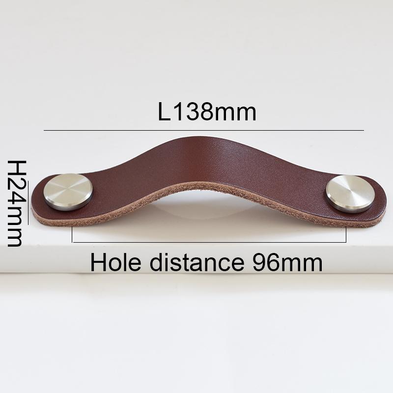 Nordic style Kitchen Furniture Handles Cabinet Pulls Closet Cupboard Wardrobe Door Knobs Thickening Leather Drawer Handle Silver