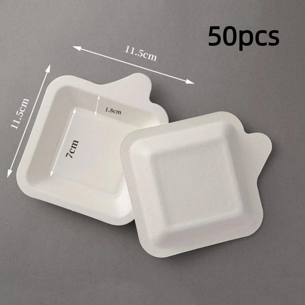 50Pcs Thickened Paper Plates Square Fruit Plate New Small Bowl Tray Set Picnic Birthday Party