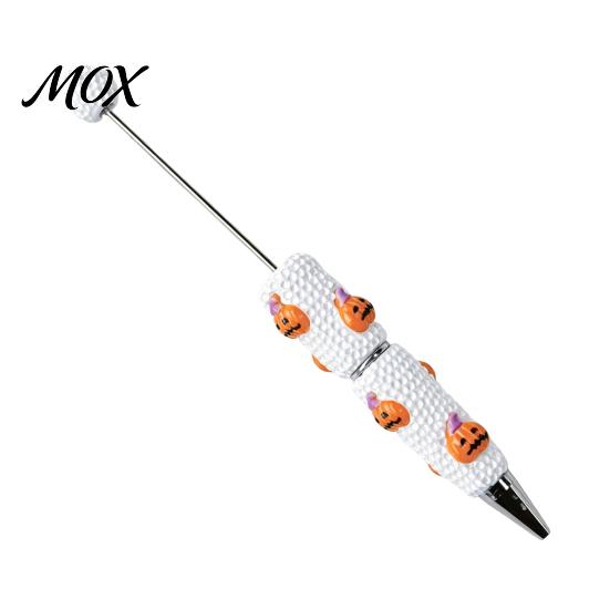 DIY Beaded Pens for Kids Halloween Rhinestone Beadable Pen, Sparkly Cat Pumpkin Ghost Plastic Personalized Pen Sets Glitter Black Ink Ballpoint Making