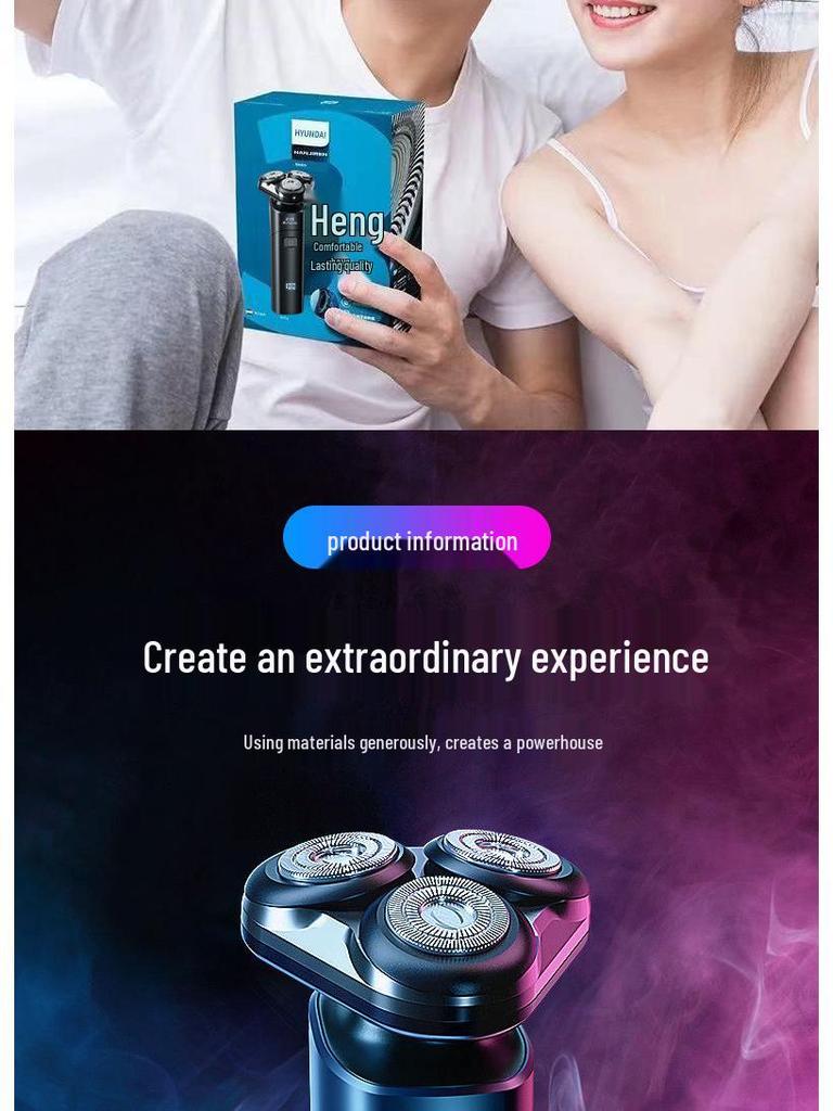 High-Power Men's Rechargeable Electric Shaver: Portable, Washable Magnetic Beard Razor