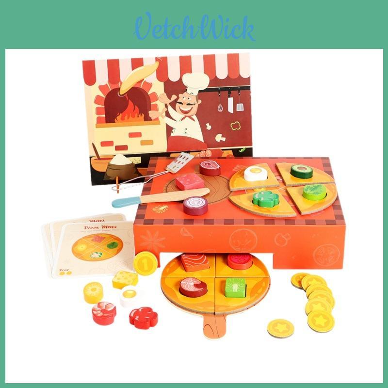 Wooden Simulation Pizza Making Children Toy Set For Toddlers And Kids