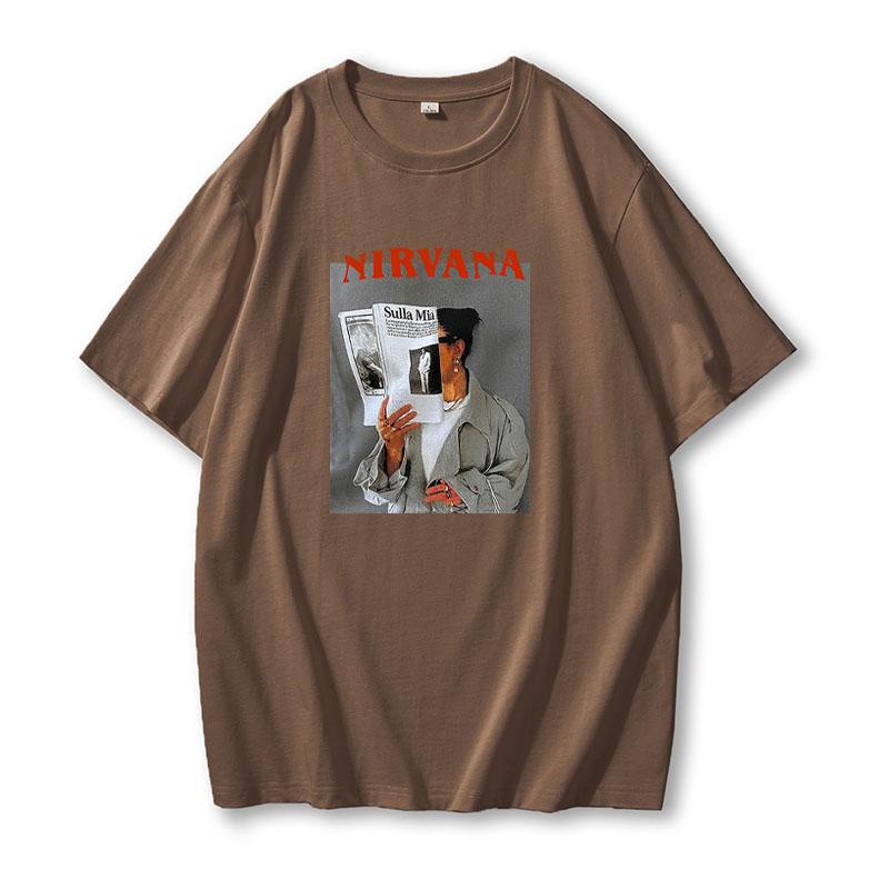 Hirsionsan 100% Cotton Graphic Print T Shirt Women 2024 Summer New Basic Vintage Tee Casual Loose Chic O Neck Female Couple Tops