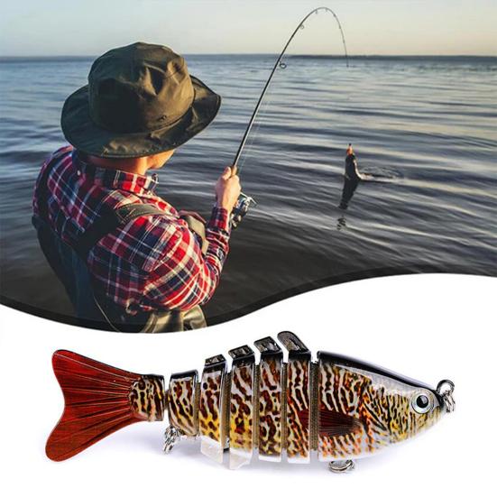 10 см/15,5 г многосоставная рыболовная приманка с крючками, реалистичная 7-секционная пластиковая искусственная приманка для пресноводной и соленой рыбалки