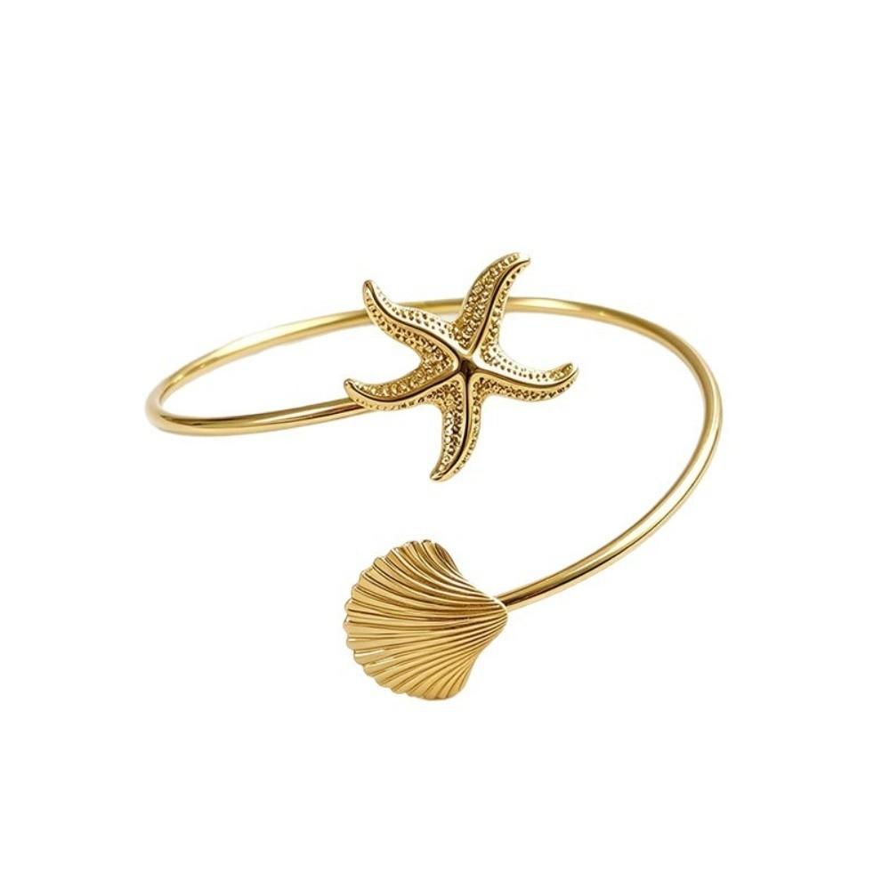 Ocean Style Upper Arm Cuff Bracelet Gold Color Cuff Arm Ring Vintage Spiral Arm Bracelet Women