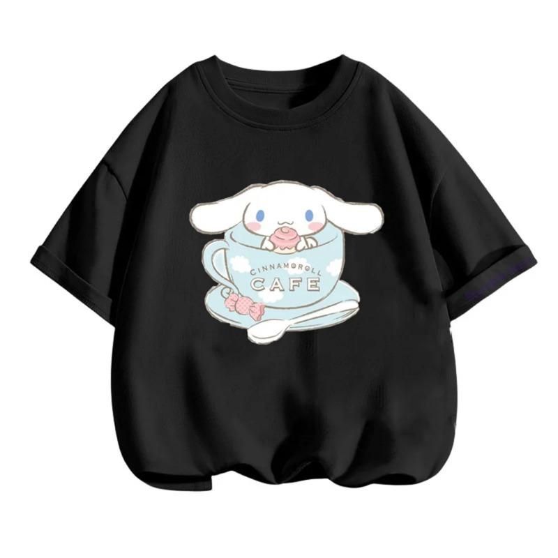 Мультяшная футболка Sanrio с Киннамороллом для детей 3-14 лет, одежда для мальчиков и девочек, летние повседневные топы