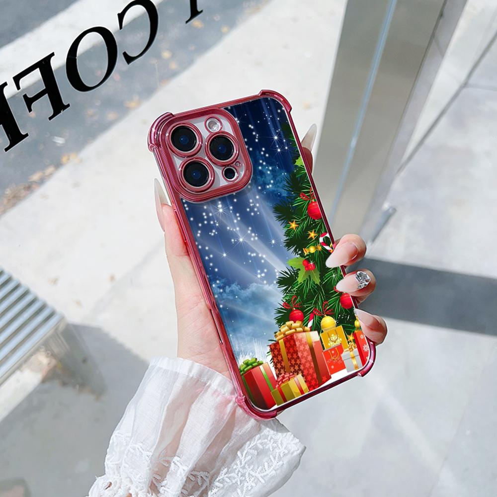 Чехлы для телефонов Ae111 Merry Christmas design с гальваническим покрытием из ТПУ для Xiaomi 11 Lite 5G Redmi Note 13 11 Pro 12C 9S 14C Huawei с защитой на четыре угла