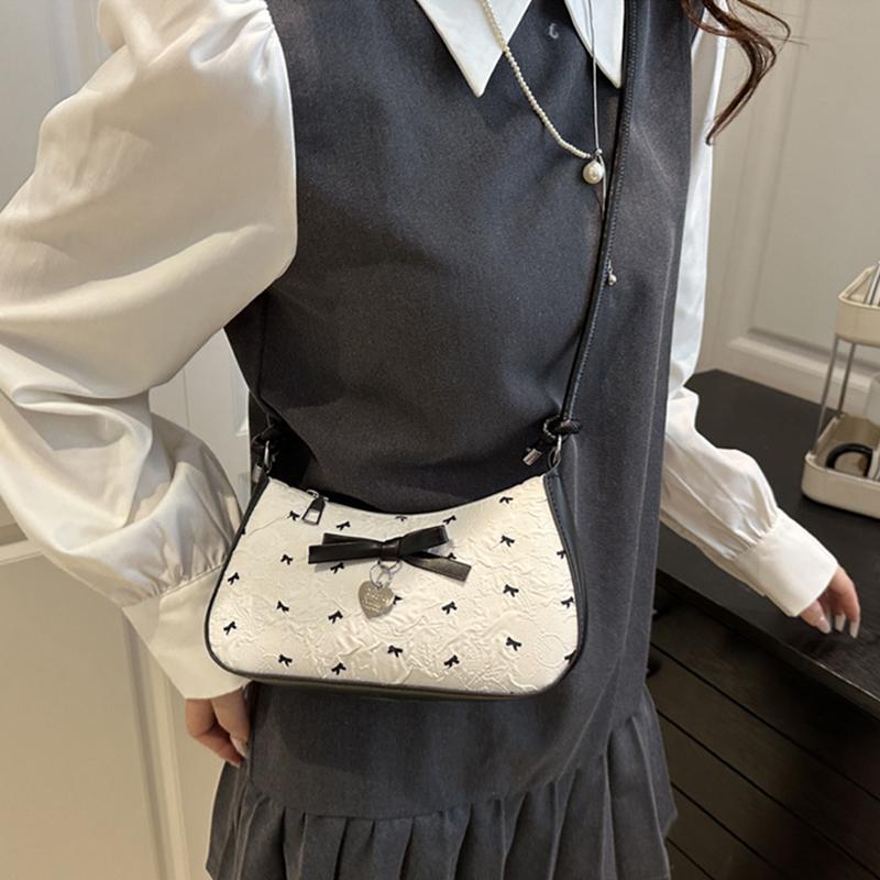 Yogodlns Сумка-подмышка Y2k с розовым бантом для женщин, Новые модные и универсальные текстурные сумки-багеты класса люкс на одно плечо