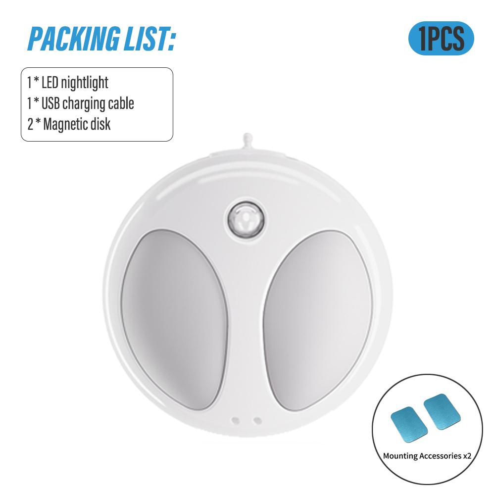 Умный светодиодный ночник с датчиком движения, 1/2 шт., перезаряжаемый ночник с датчиком движения, магнитное настенное крепление, три режима освещения