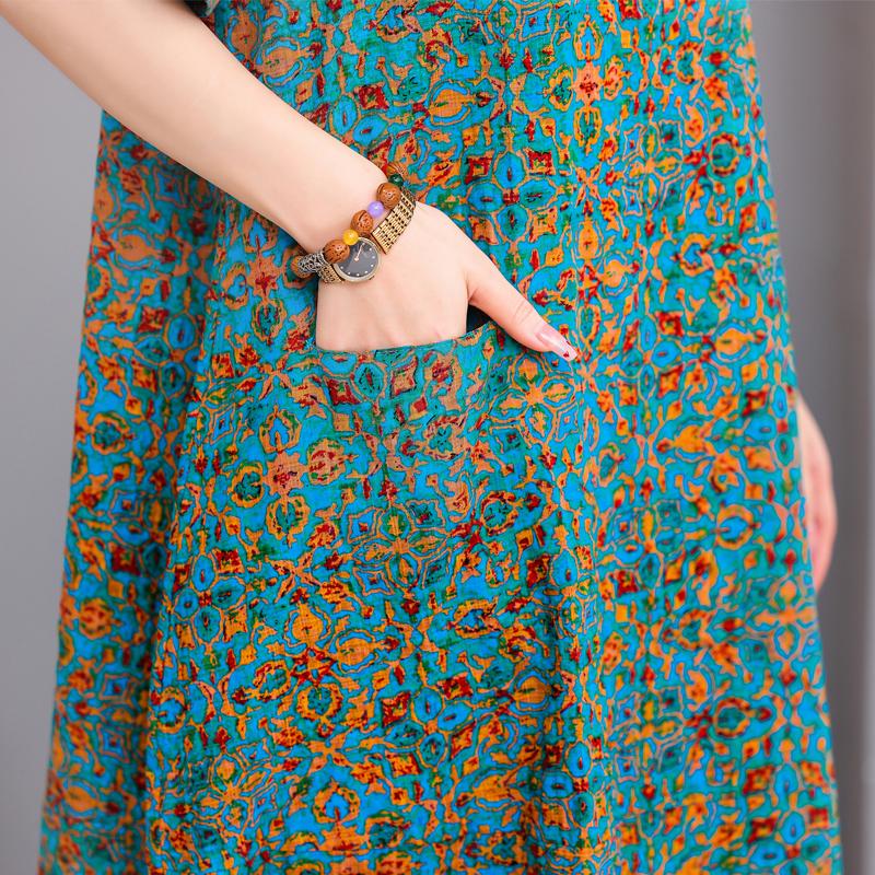 Летнее длинное платье больших размеров, женские свободные элегантные женские винтажные платья с принтом