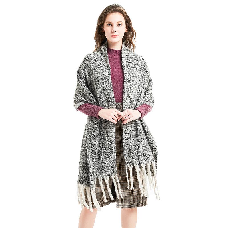 Европейский и американский осенне-зимний новый стиль длинная кисточка двухсторонняя толстая пряжа петли толстая кисточка шарф шаль накидка