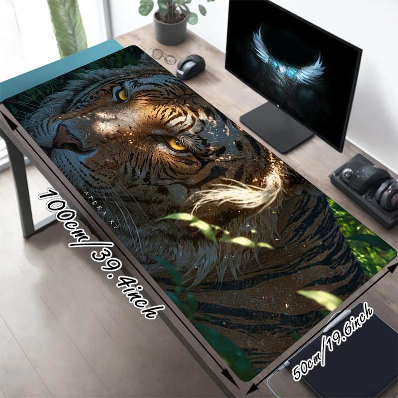 Tiger Art Xl Gaming Mouse Pad Nonslip Rubber Base Stitched Edge Waterproof Desk Mat For Pc Laptop Gamer Office Computer Accessories C929389