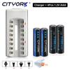 Cityork 1.2V AAA Rechargeable Battery NI-MH 1100mAh Rechargeable 3A Batteries For Led Flashlight Toy Car+8 Slots Charger