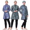 3XL-8XL Women Muslim Muslimah Swimwear Full Coverage Flower Patterned Zippered Women Swimming Suit Comfortable Highly Elastic 3 Pieces Beachwear