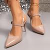 Fashion Elegant Summer Slingback Sandals for Women Pointed Toe Stiletto Heel Banquet Dress Shoes Woman Patent Leather High Heels Pumps