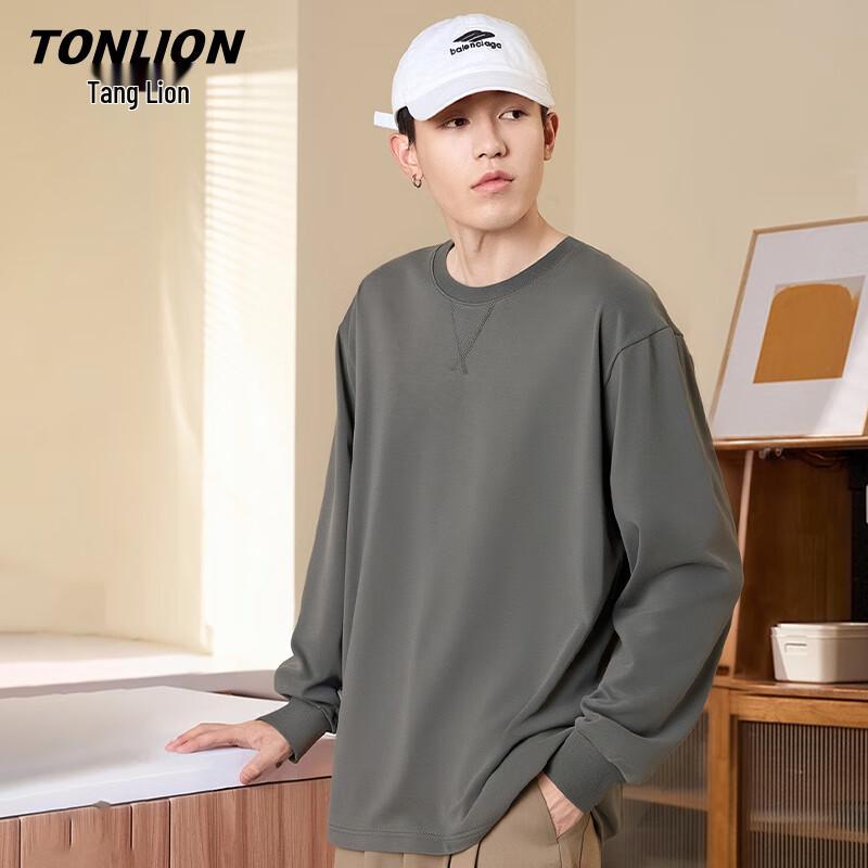 Мужская футболка TonLion с длинным рукавом из чистого хлопка