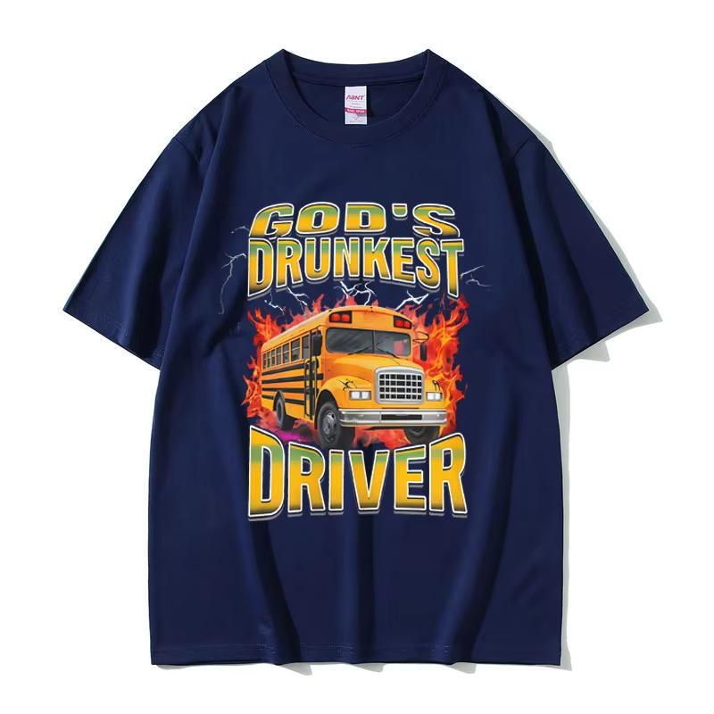 Gods Drunken Driver Funny Meme Tshirt Men Casual Humor Oversized Short Sleeve Tops T Shirts Male Vintage 100 Cotton Tshirts