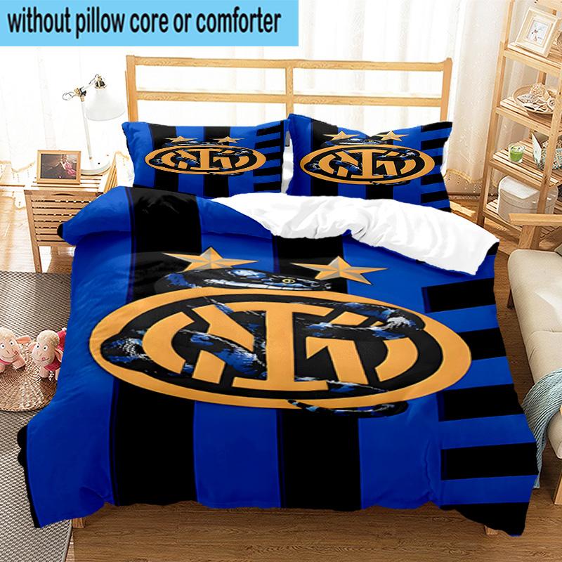 3pcs F.C. Internazionale Milano Printed Bedding Set Duvet Cover Closure Includes 1 Duvet Cover & 2 Pillowcases Bedding Sets Home Decor Gifts