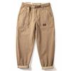 Pants Men's Winter Fleece-lined Thickened Thermal Casual Trousers Trendy Belt Patchwork Men Retro American Cargo Pants