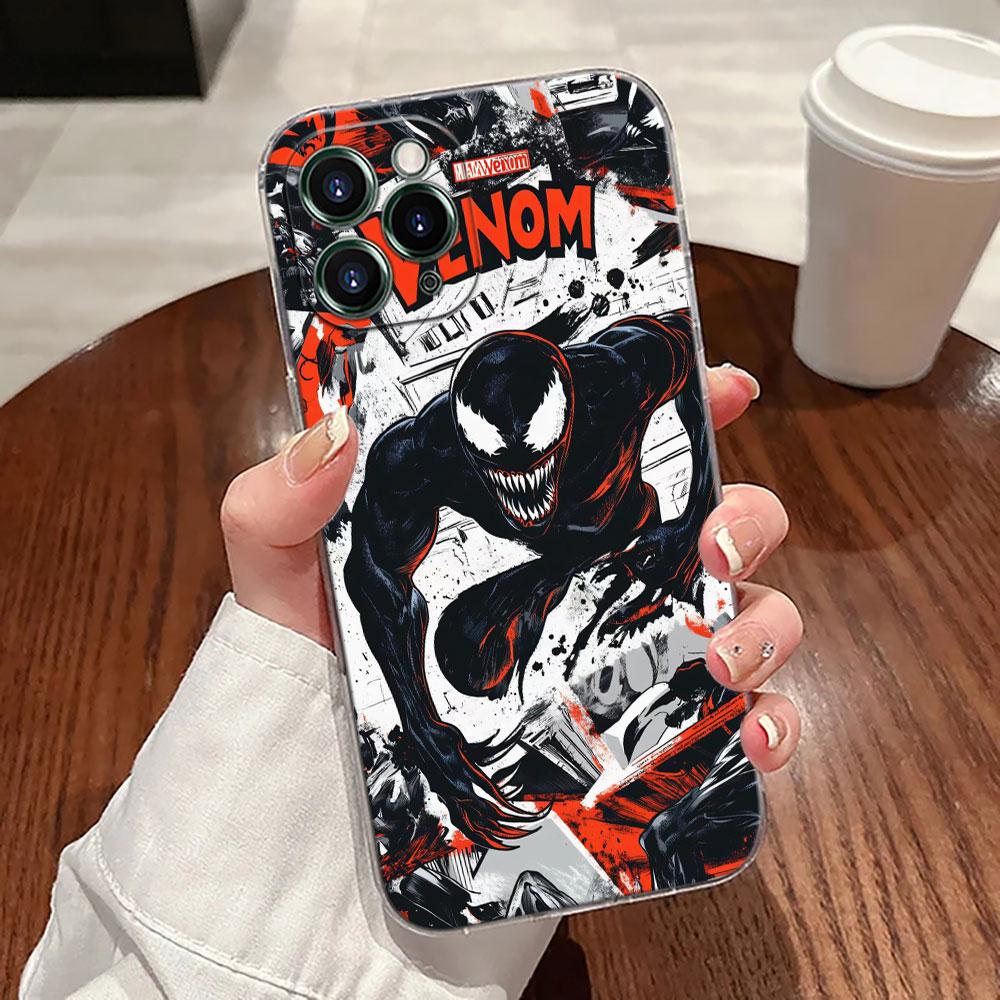 Прозрачный чехол для телефона Marvel Venom Comics для iPhone 17 Pro Max 17E 11 12 13 14 15 16 Pro Max Plus 17 Air 16E 7 XS Мягкая крышка