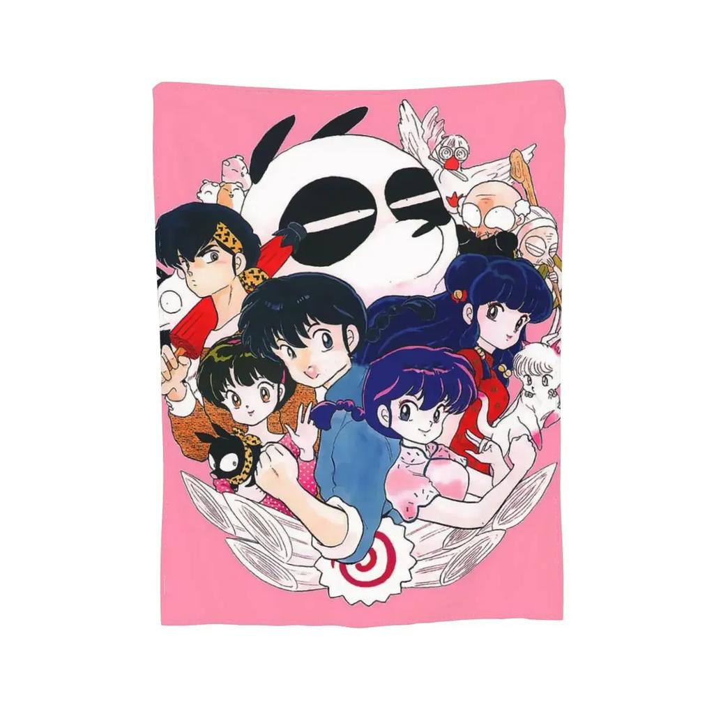 Ranma 1/2 Saotome Pig Girls Blanket Soft Warm Flannel Throw Blanket Plush for Bed Living room Picnic Travel Home Sofa