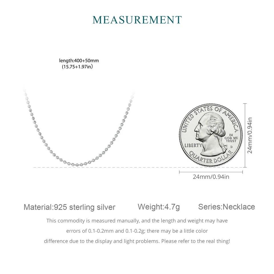 Ожерелье-цепочка BAMOER из стерлингового серебра 925 пробы с шариками, однотонное серебряное ожерелье-цепочка для женщин BSA004