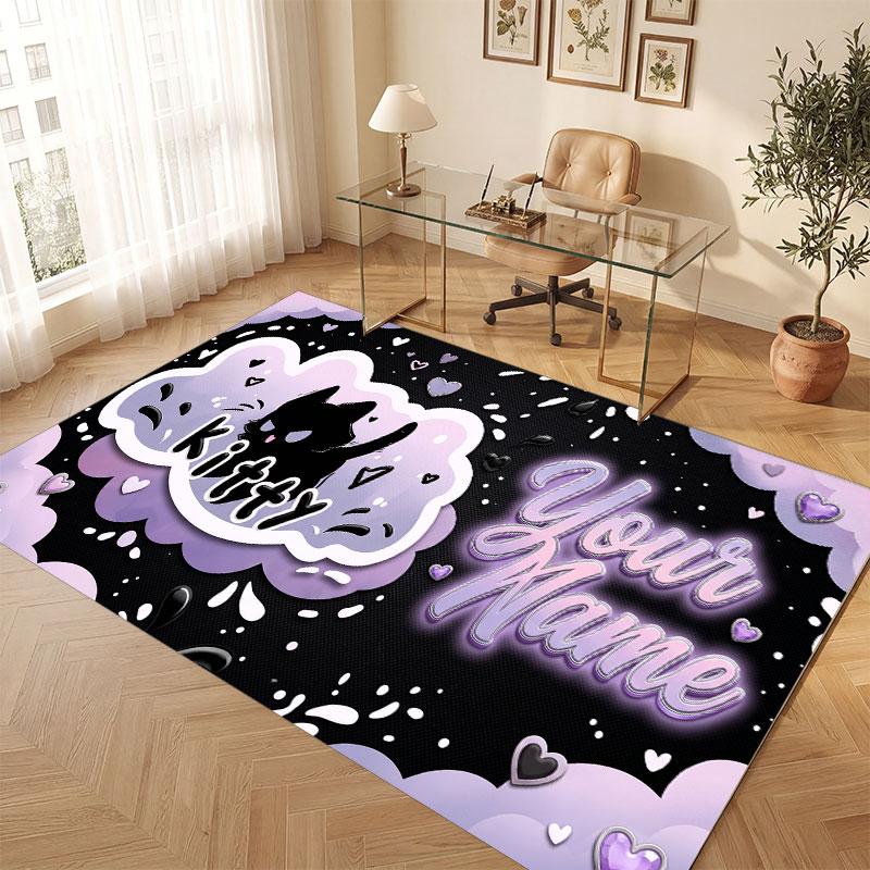 Fantasy Magic Theme Crystal Velvet Floor Rug Personalized Custom Name Text Warm Carpet Home Decoration