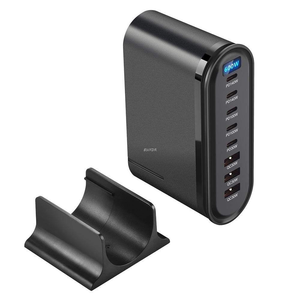 Горячий 600 Вт GaN Быстрое зарядное устройство Хаб Светодиодный дисплей USB C PD Настольное 8 портов Быстрая зарядная станция Адаптер Для iPhone/Samsung/Xiaomi/iPad