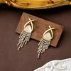 Tassel Earrings Diamond Butterfly Flower Pearl Stud Earrings Temperament Fashion Long Thin Earrings