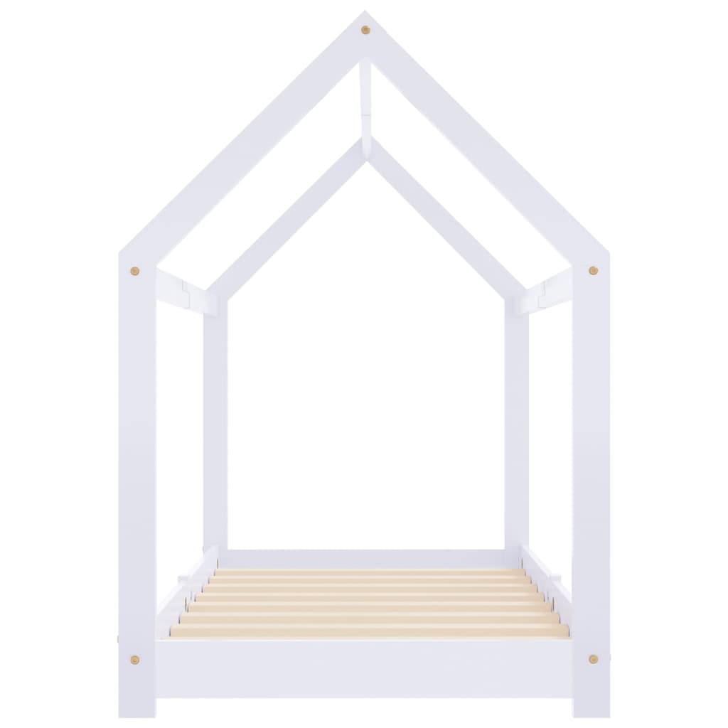 Kids Bed Frame White Solid Pine Wood 70 x 140 cm