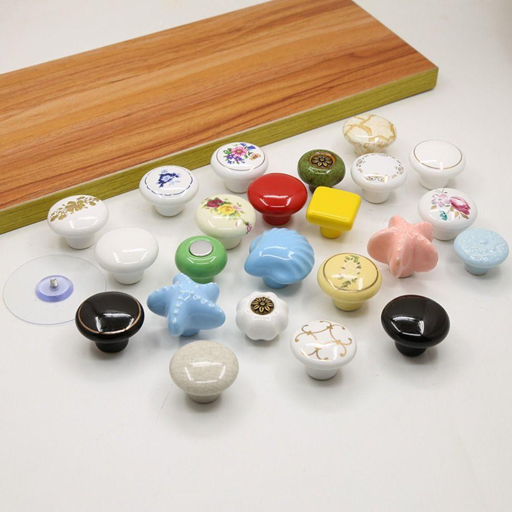 Single Hole Ceramic Cabinet Knob European Style Drawer Knobs Door Pull Handles Children's Room