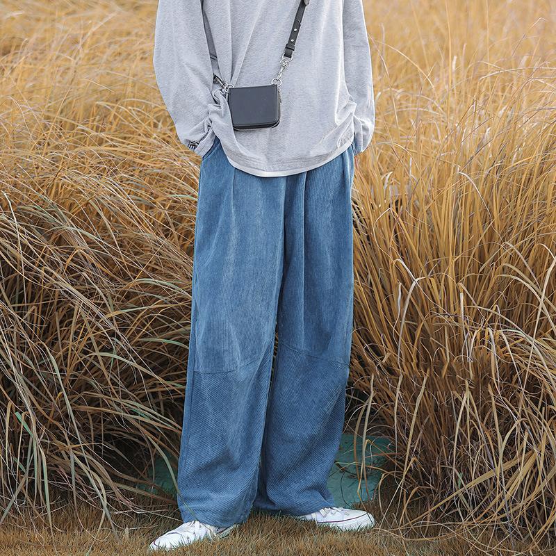 Мужские брюки Широкие брюки Летняя модная одежда Повседневная вельветовая свободная хип-хоп уличная одежда Большие размеры Брюки прямые