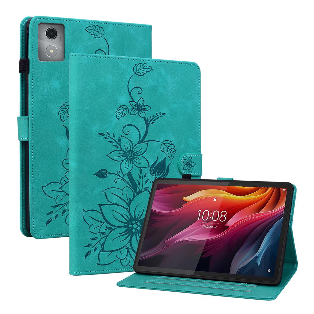 Чехол из тисненой PU-кожи для Lenovo Tab K11 M11 Plus 2024 11,45 дюйма TB-352FU с задней подставкой из ТПУ и слотом для карт, противоударный Funda