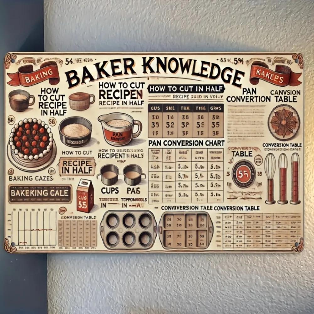 Vintage Baking Tips Metal Tin Sign Inch Kitchen Wall Decor Conversion Chart Retro Cafe Bar Art