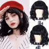 MISS WIG Женская мода Короткий волнистый парик с челкой Синтетическое волокно Чистый белый волнистый парик Косплей Одежда для вечеринок на Хэллоуин