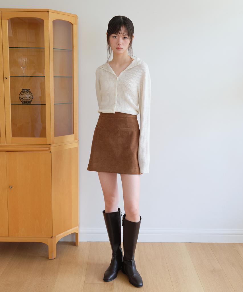 Yeoppe Suede Pocket Skirt_Brown