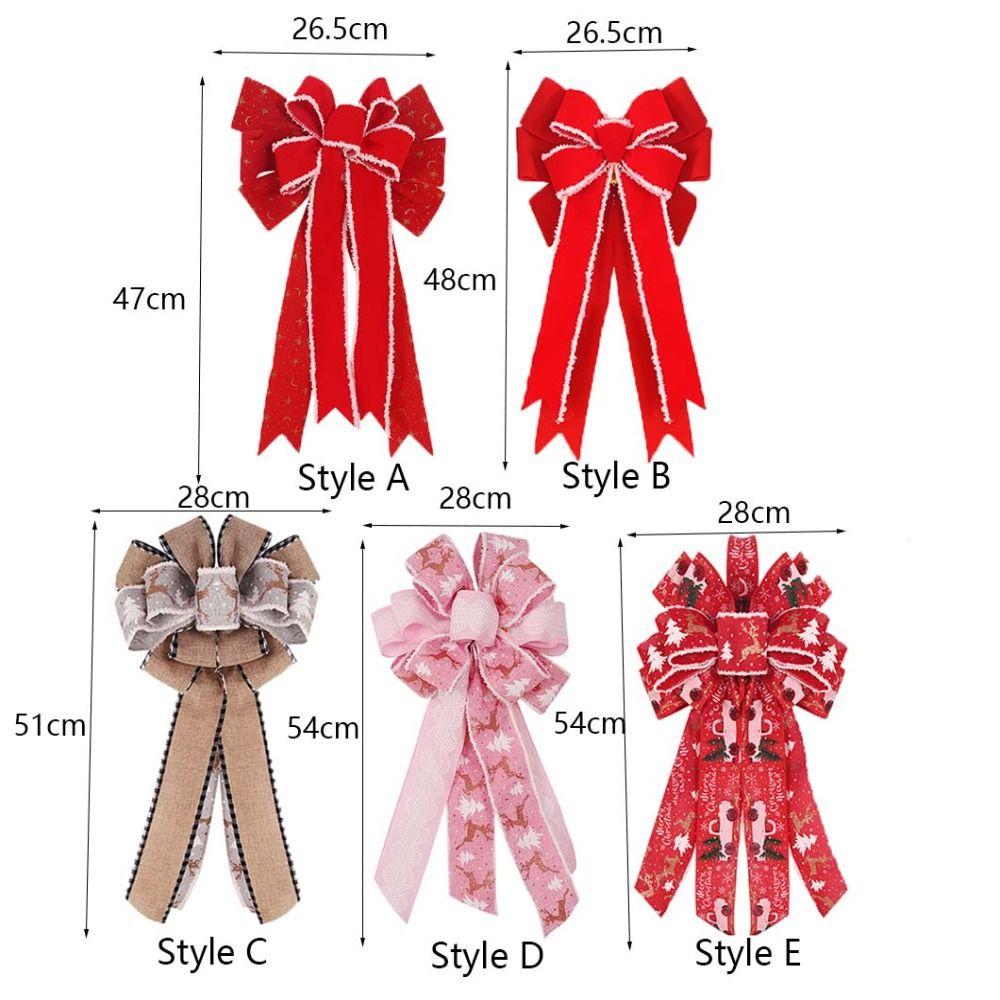 Large Size Christmas Wreath Bow Multiple Styles Present Ribbon Knot  New Year