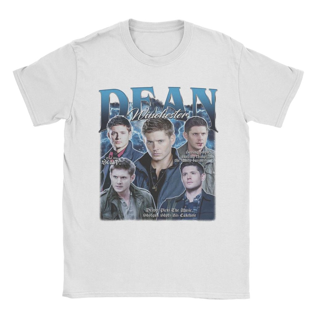 Мужские футболки Dean Winchester Supernatural Хлопковая одежда Повседневные футболки с коротким рукавом и круглым вырезом Идея для подарка Футболка