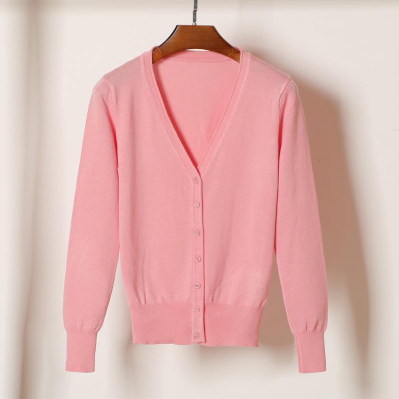 Корейский вязаный кардиган с V-образным вырезом: Женский топ с длинным рукавом, универсальный для весны и осени.
