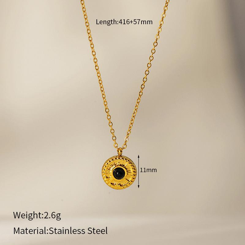 French Vintage Sunflower Pendant Necklace Women Minimalist Gold Chain Natural Stone Collarbone Jewelry